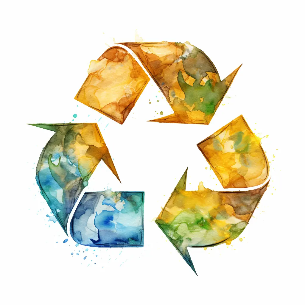Ein semirealistisches Bild eines Recycling-Symbols in sanften Farben Ein beiger Hintergrund mit einem Recycling-Symbol